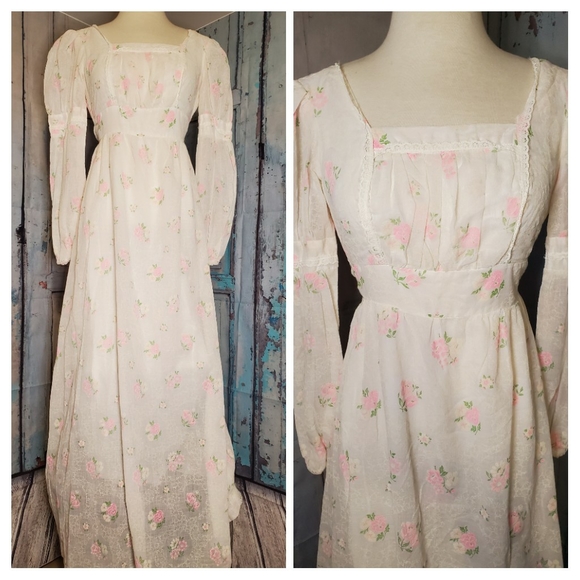 Vintage Dresses & Skirts - VINTAGE Prairie Style White Dress